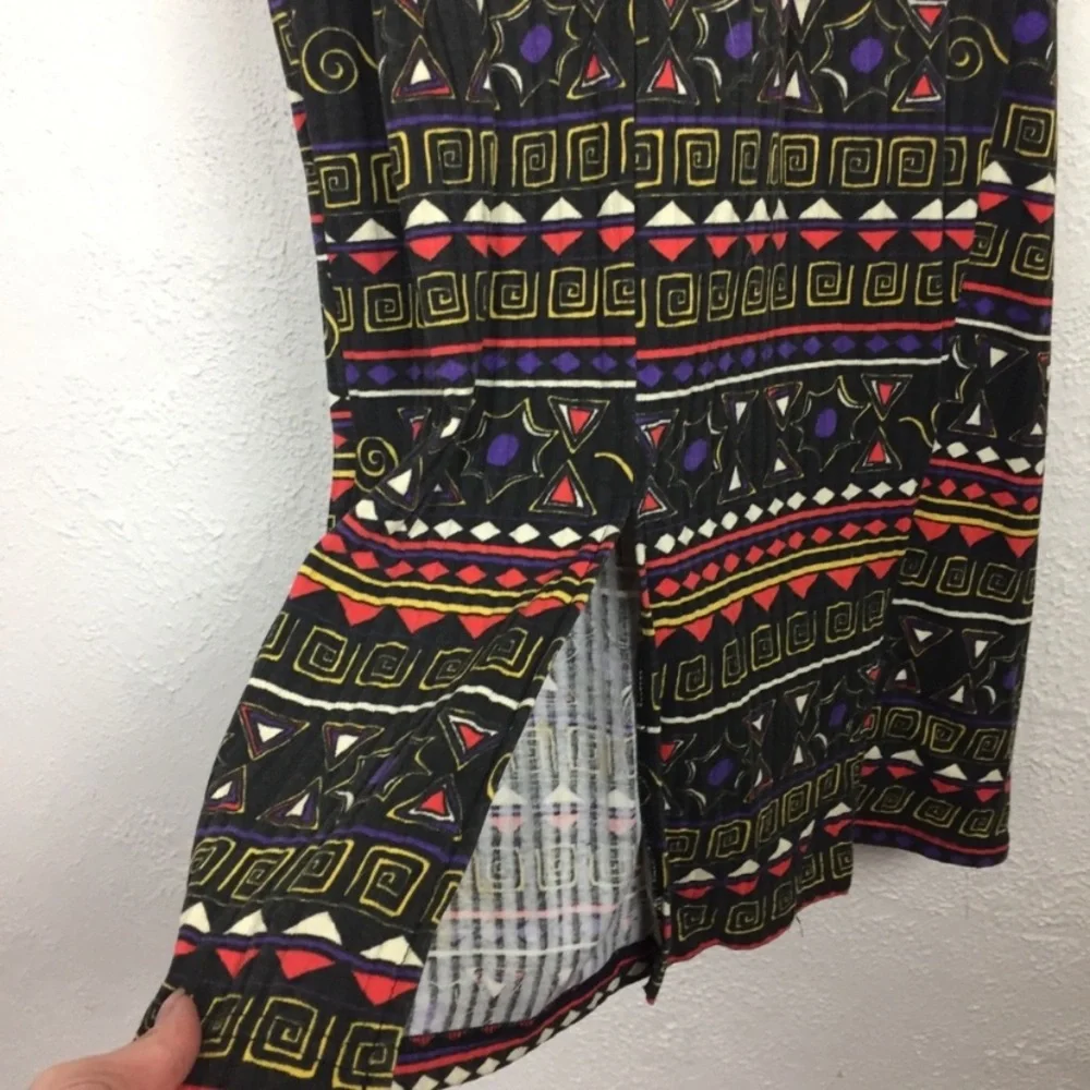 Vintage tribal print faux wrap dress size medium boho